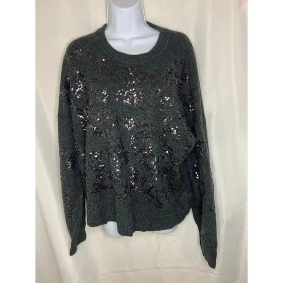 New York and Company Long Sleeve Crew Neck, Heathered Gray, in XXL - Picture 4 of 9